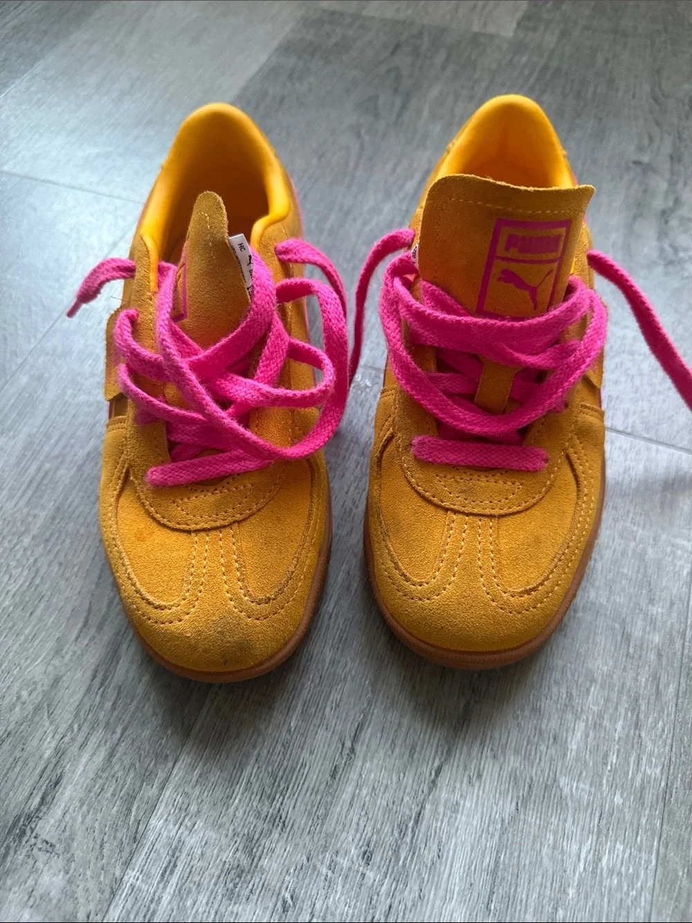 Puma Kids Orange Sneakers with Pink Accents